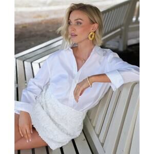 ZARA Beaded Sequin Mini Skirt NWT High Waisted White Size L